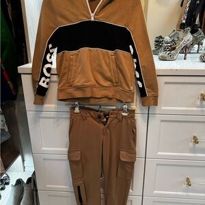BOSS Kids Tan Cargo Pants and Hoodie
